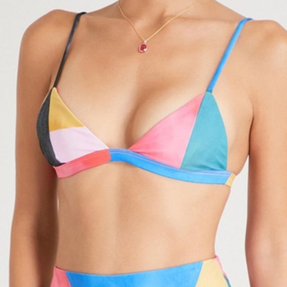 NWT Mara Hoffman Swim Astrid Bikini Top Womens XL Blue Multi - Picture 2 of 13